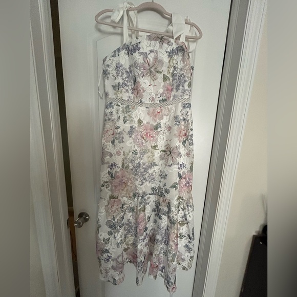 New Red Dress YOU GROW GIRL IVORY LACE FLORAL MIDI DRESS Size L - Picture 4 of 5